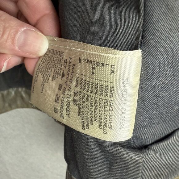 Vintage Mens Diesel Lamb Leather Jacket Biker Distressed Grey Size S (Flaw Read) - Picture 13 of 14